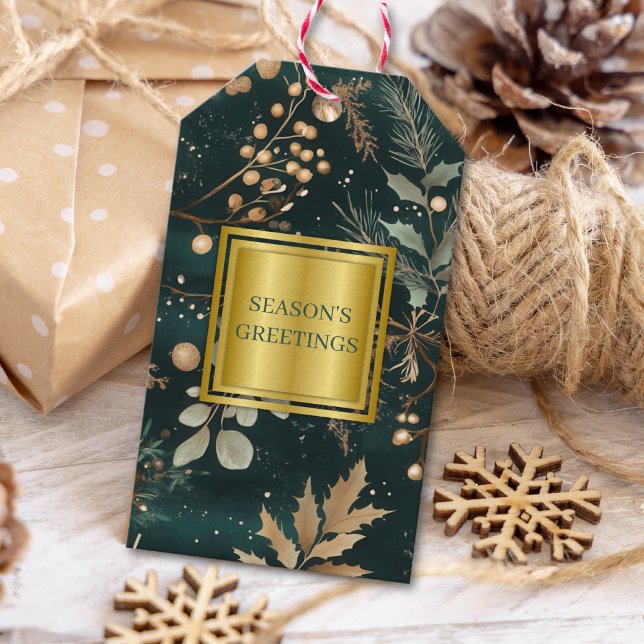 Étiquettes-cadeau Elegant Botanical Christmas Corporate Business (Créateur téléchargé)