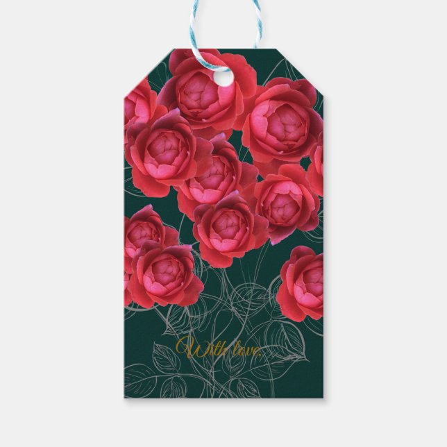 Étiquettes-cadeau Elegant Botanical Rose Folded Greeting Card (Devant)