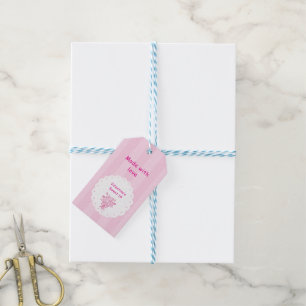 Étiquettes-cadeau Élégant Bouquet Floral de Quinceañera Rose et Bl