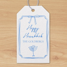 Elegant Bow Menorah Nom personnalisé Happy Hanoukk