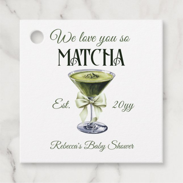Étiquettes Cadeau Elégant Bow Olive Vous Aimez tellement Baby shower (Devant)