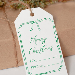 Étiquettes-cadeau Elégant Bow vert personnalisable Noël mignon