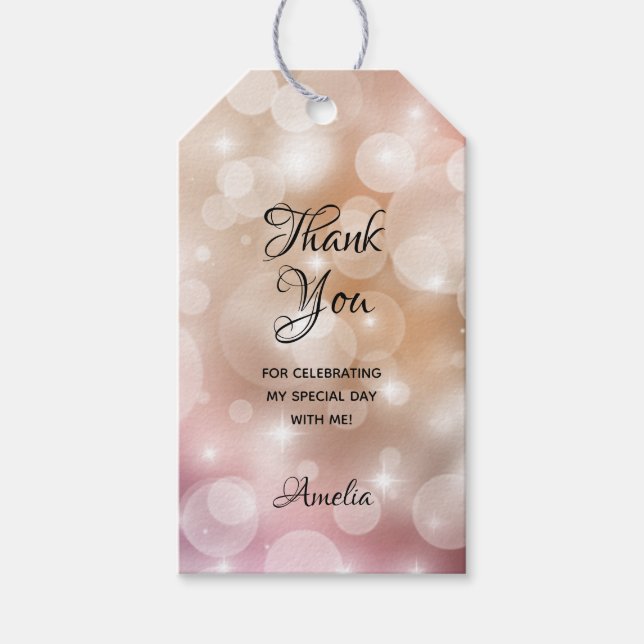 Étiquettes-cadeau Élégant Cadeau de Faveur Rose Pâle de Quinceañera  (Devant)
