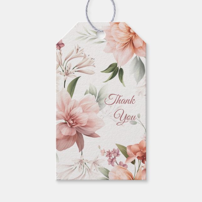 Étiquettes-cadeau Élégant cadeau floral Favoriser balise personnalis (Devant)