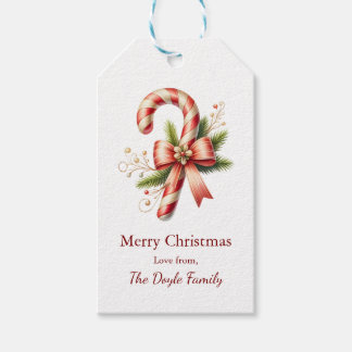 Étiquettes-cadeau Elegant Candy Cane with Red Bow Christmas