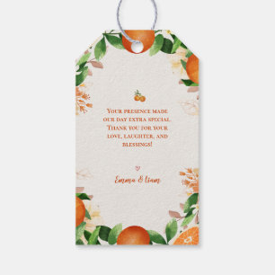 Étiquettes-cadeau Elégant Citrus Orange Mariage Merci Favoriser