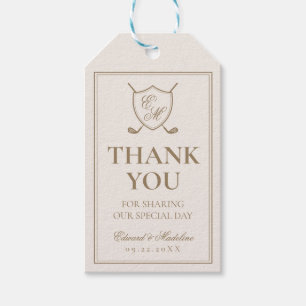 Étiquettes-cadeau Élégant Classic Crest Monogram Mariage de golf