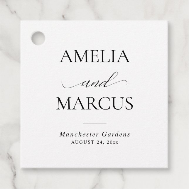 Étiquettes Cadeau Elegant Classic Script Calligraphy Wedding (Devant)