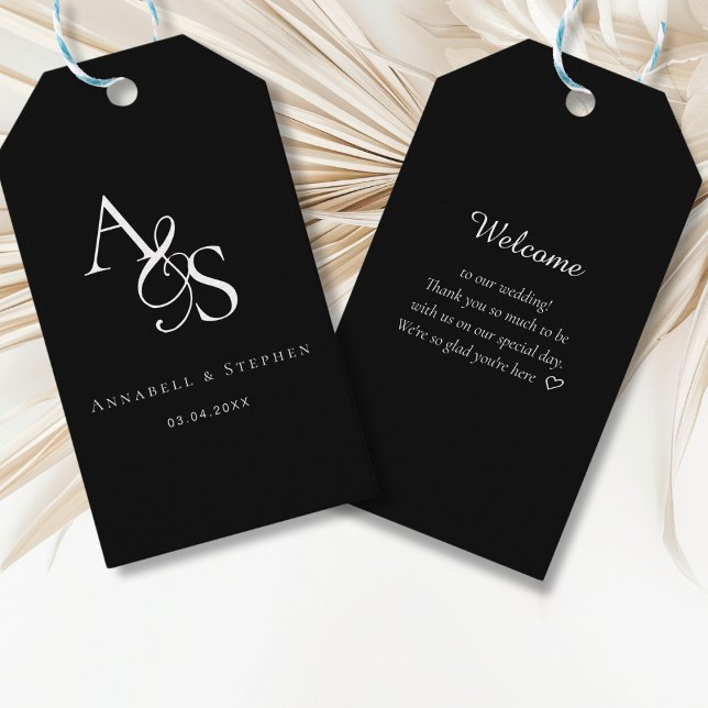Étiquettes-cadeau Élégant, Classique, Monogramme, Mariage (Créateur téléchargé)