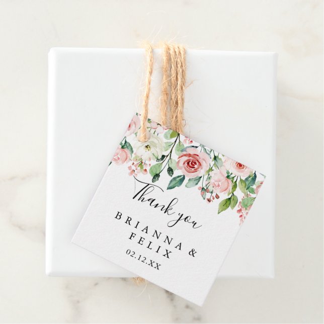 Étiquettes Cadeau Élégant Dainty Automne Mariage Floral (En situation)