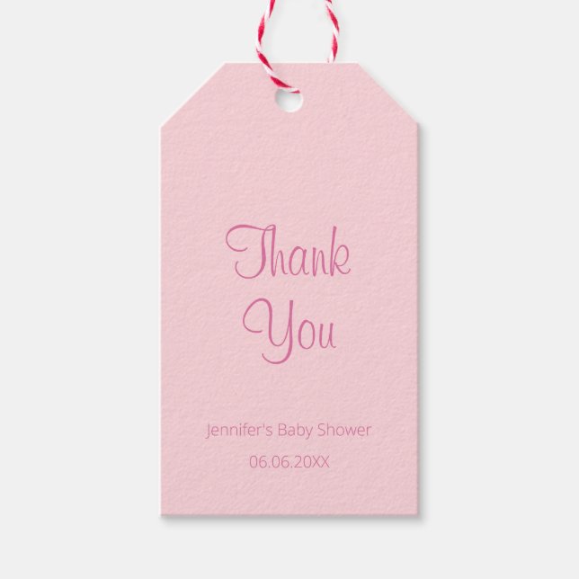 Étiquettes-cadeau Élégant Design simple Baby shower rose Merci (Devant)
