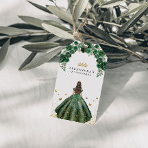 Élégant Émeraude Quinceañera Floral Faux Foil