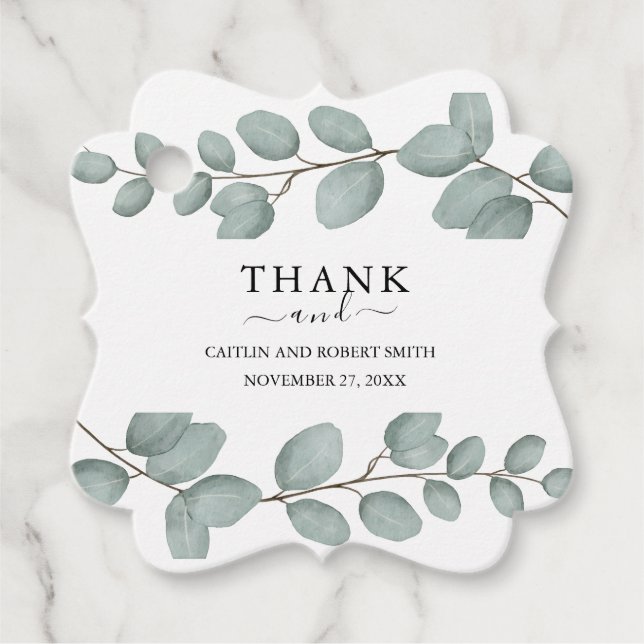 Étiquettes Cadeau Elegant Eucalyptus Greenery Wedding  (Devant)