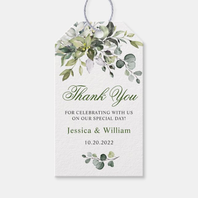 Étiquettes-cadeau Elégant Eucalyptus verdure Favoriser le Merci (Devant)