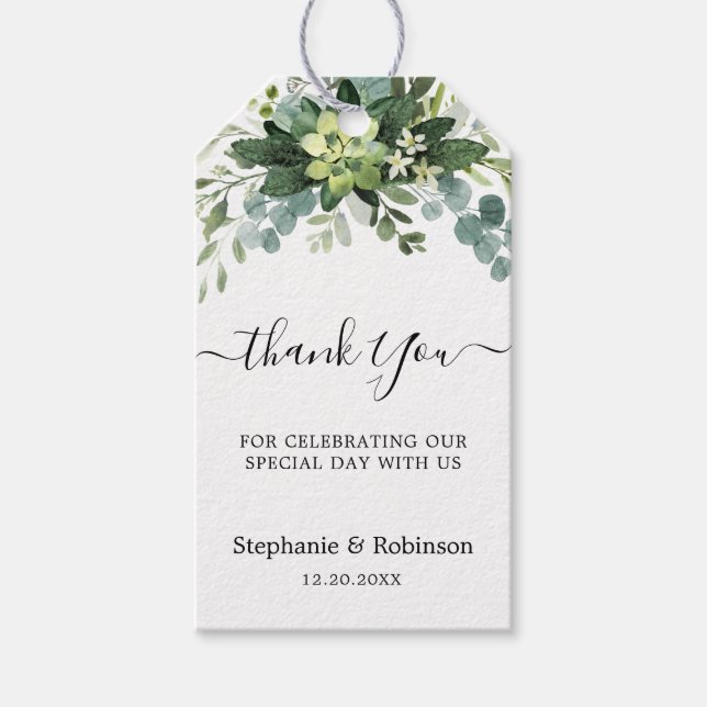 Étiquettes-cadeau Elégant Eucalyptus verdure Favoriser le Merci (Devant)