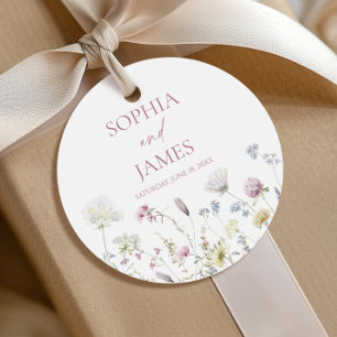 Étiquettes Cadeau Élégant Fleur de Fleur Sauvage Fleurs Mariage