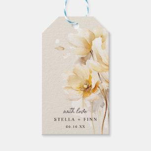 Étiquettes-cadeau Élégant Fleur de Mariage en Or Blanc Poussiéreux S