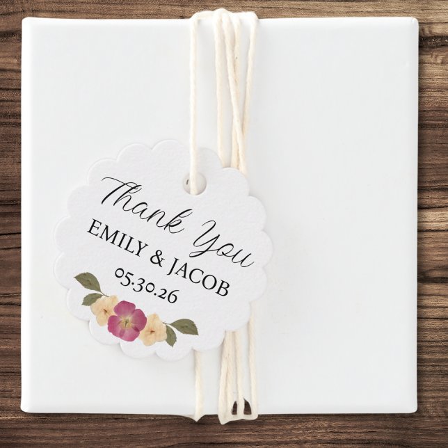 Étiquettes Cadeau Elégant Fleur sauvage Jardin Boho Mariage Merci (Créateur téléchargé)