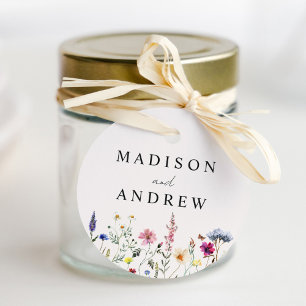 Étiquettes Cadeau Élégant Fleur sauvage Mariage crème pâté