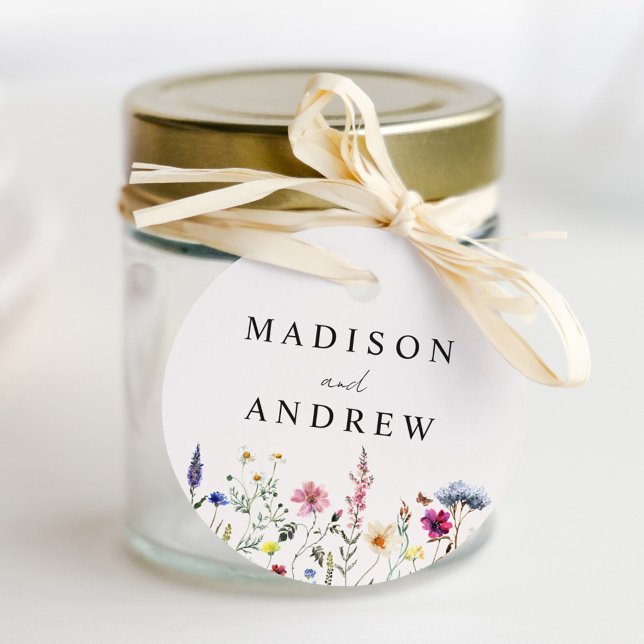 Étiquettes Cadeau Élégant Fleur sauvage Mariage crème pâté (Créateur téléchargé)