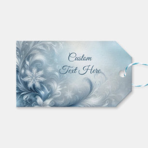 Étiquettes-cadeau Élégant floral givré bleu glace personnalisé