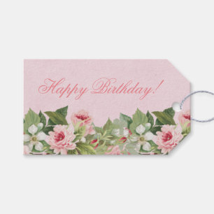 Étiquettes-cadeau Elégant floral Happy Birthday tag cadeau avec fleu