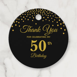 Étiquettes Cadeau Elégant Gold 50th Birthday Merci Favor Tags
