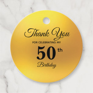 Étiquettes Cadeau Elégant Gold 50th Birthday Merci Favor Tags