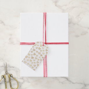 Étiquettes-cadeau Elégant Gold Hearts Motif sur blanc