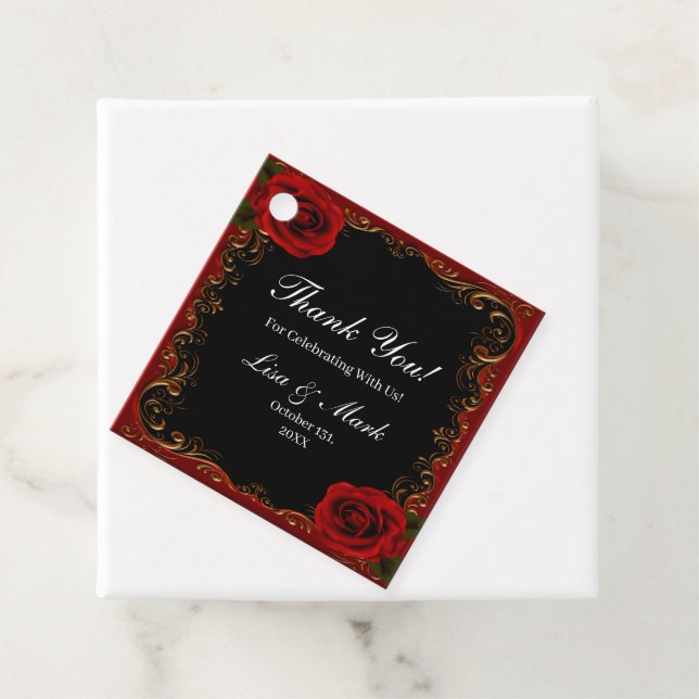 Étiquettes Cadeau Élégant Goth Red Roses (En situation)