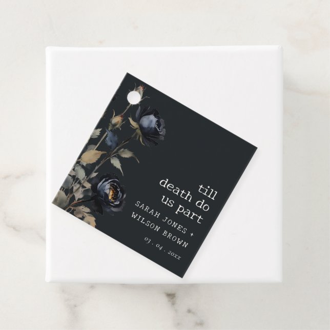 Étiquettes Cadeau Elégant gothique noir Rose noir Mariage (En situation)