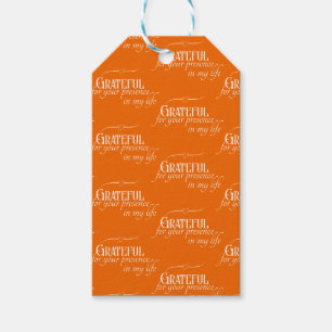 Étiquettes-cadeau Elégant Grateful Thanksgiving Orange d'automne