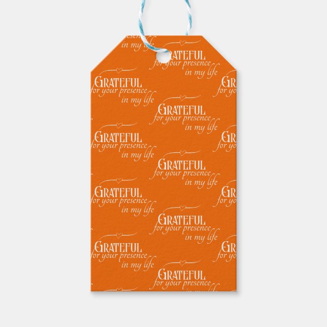 Étiquettes-cadeau Elégant Grateful Thanksgiving Orange d'automne (Devant)