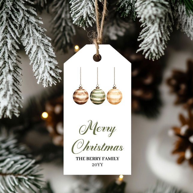 Étiquettes-cadeau Elegant Green and Gold Baubles Christmas Gift Tag (Elegant Green and Gold Baubles Christmas Gift Tag)