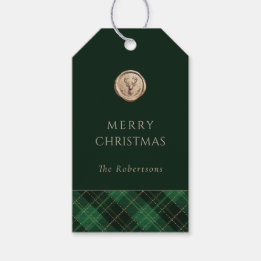 Étiquettes-cadeau Elegant Green Plaid Merry Christmas Personalized