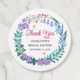 Étiquettes Cadeau Élégant Guirlande de Fleurs Sauvages pour Baby Sho
