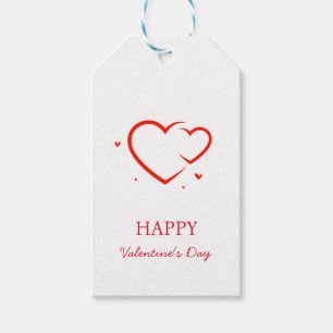 Étiquettes-cadeau Élégant Heureuse Sainte-Valentin Coeur rouge sur b