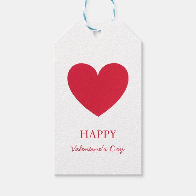 Étiquettes-cadeau Élégant Heureuse Sainte-Valentin Coeur rouge sur b (Devant)