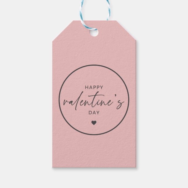 Étiquettes-cadeau Élégant Heureuse Sainte-Valentin rose pâle (Devant)