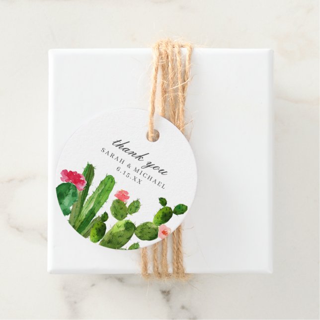 Étiquettes Cadeau Elégant jardin de Cactus | MARIAGE (En situation)