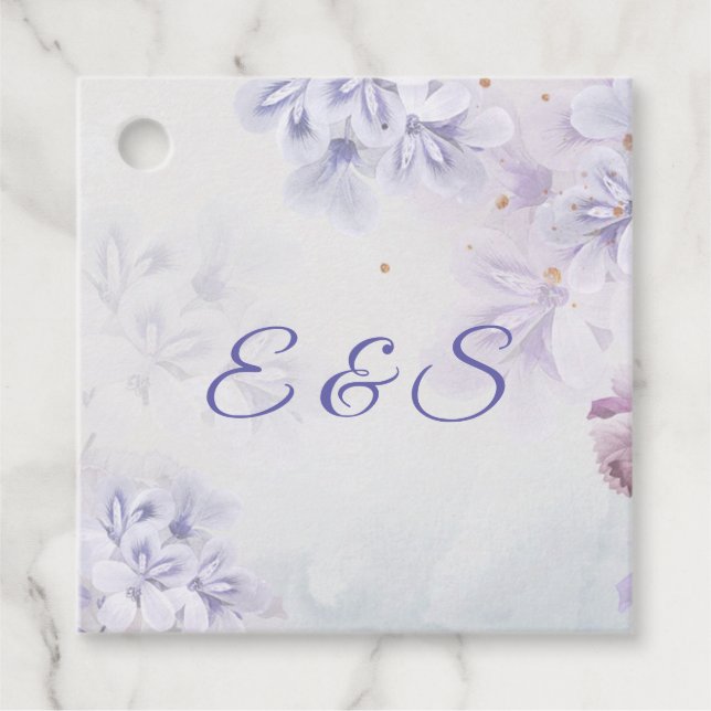 Étiquettes Cadeau Élégant jardin fleuri printemps pourpre boho initi (Devant)