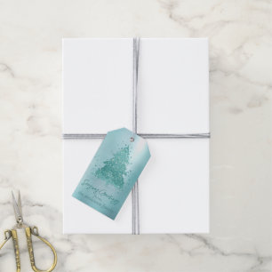 Étiquettes-cadeau Élégant Joyeux Noël   Luxe Aqua Mint personnalisée
