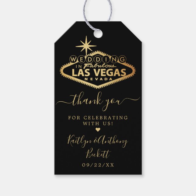 Étiquettes-cadeau Elégant Las Vegas Destination Mariage (Devant)