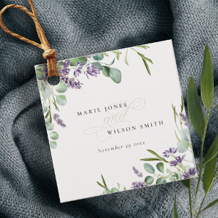 Étiquettes Cadeau Élégant Lavande Eucalyptus Mariage de feuillage fe