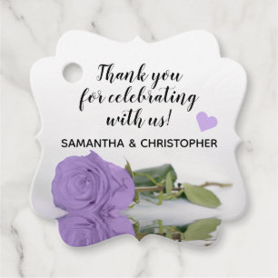 Étiquettes Cadeau Élégant Lavande violet Rose Merci Mariage