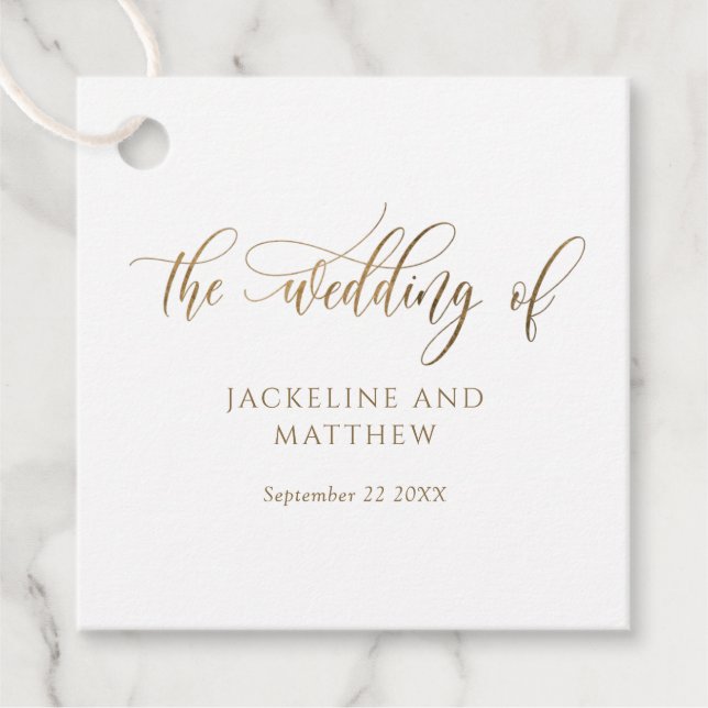Étiquettes Cadeau Elégant "Le Mariage de", Mariage de calligraphie o (Devant)