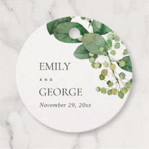 ÉTIQUETTES CADEAU ÉLÉGANT LEAFY FOLIAGE MARIAGE DE COULEUR D'EAU VER