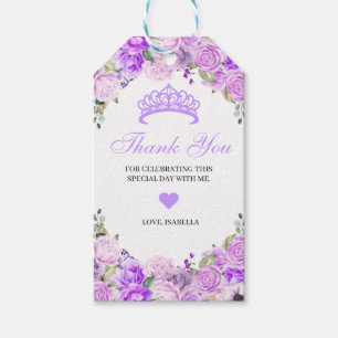 Étiquettes-cadeau Élégant Lilac Purple Merci Floral