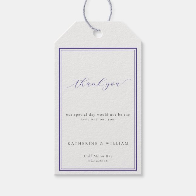 Étiquettes-cadeau Élégant Mariage classique double cadre marine (Devant)