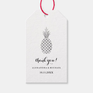 Étiquettes-cadeau Élégant Mariage d'ananas en argent